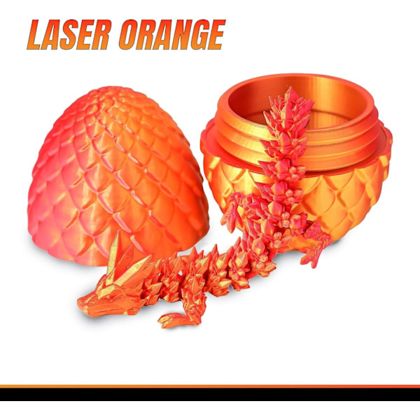 3D-tryckt drake i ägg, fullt ledad kristalldrake med drakeägg, inredning till hemmet och kontoret, leksaker till chefens skrivbord orange