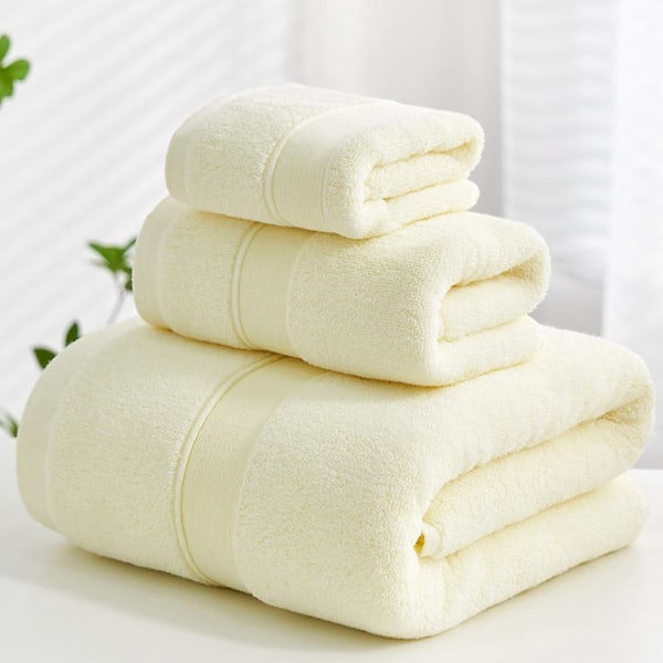 100% bomull 6-delat badhandduksset | 2 badlakan, 2 handdukar, 2 tvättlappar mjuka och absorberande Beige