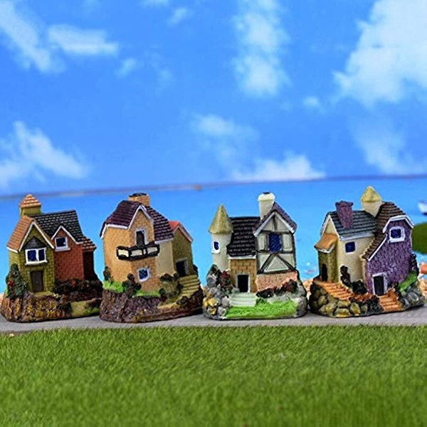 Miniature Stråtækt Hus Fe Have Miniature Resin Stråtækt Hus Mikro Landskab Ornament Dekoration Fødselsdagsgave Tilfældig Stil
