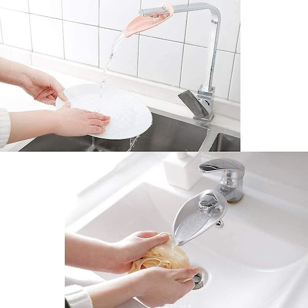 3-i-1 Kranförlängare för Barn, Kranförlängare i Plast för Handfat (rosa, grå, beige)