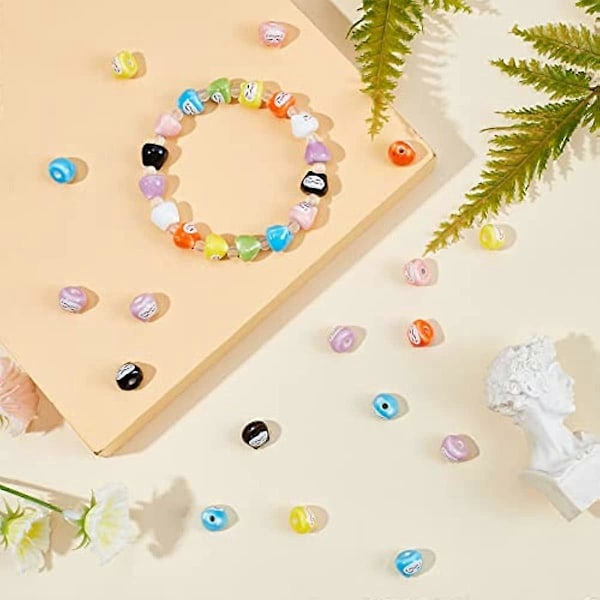 1 tråd Håndlagde Trykte Porselensperler Katteformet Sjarm Blandet Farge Avstandsperler Løse Perler Små Hullperler for DIY Smykkefremstilling Ca 40 stk/Strand