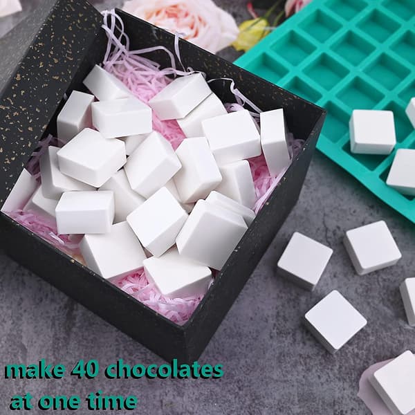 40 Hulrum Firkantede Silikoneforme, Mini Terninger Silikoneform til Chokolade, Hård