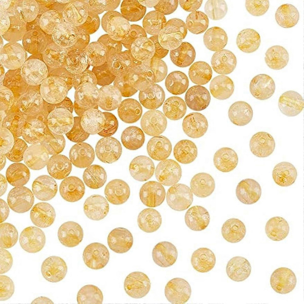 182 stk. 5 mm naturlige rutilkvartsperler, naturstenperler, kvalitet A, glatte, runde, løse ædelstensperler, naturlige