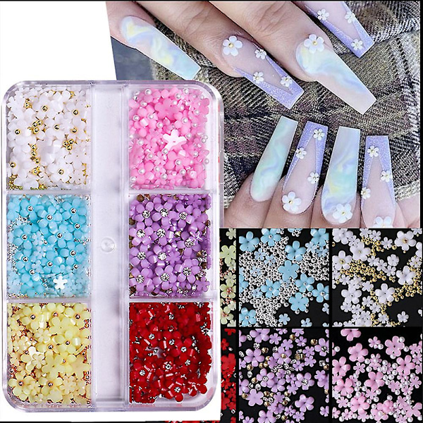 Blommig nagelkonstfärg Nagelkonsttillbehör för kvinnor barn flickor nageldekorationer style2