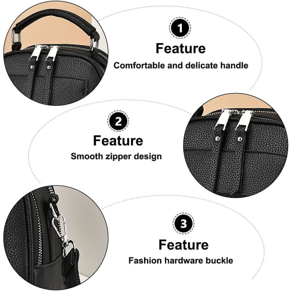 Ny Mote Skulderveske Håndveske Kunstig Lær Fritid Dame Skulder Crossbody Veske black