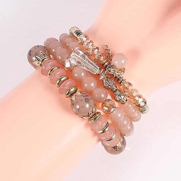 Bohemiska Boho Stapelbara Armband för Kvinnor Set, Flickor Stretch Flerskikts Stapel Pärlor Färgglada Pärlade Charm Armband Flicka Handgjorda