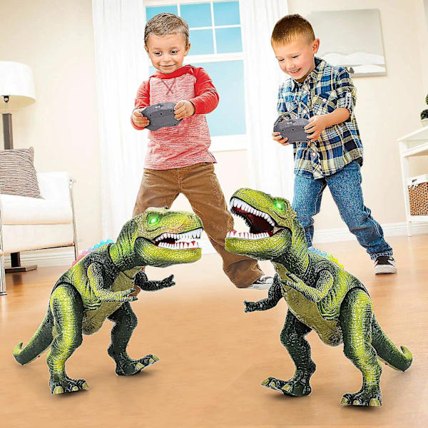Kauko-ohjattavat dinosauruslelut lapsille, valoilla ja realistisella karjunnan äänellä, Tyrannosaurus Rex -lelut, dinosaurusrobottilelut lapsille, pojille ja tytöille Green