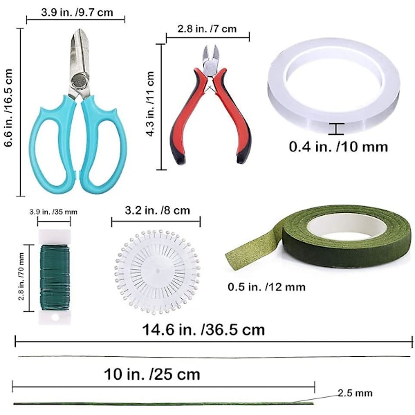 Blomsterarrangemang Kit Blomsterverktyg Trådskärare Stjälk Blomsterbeskärningssax Blomstertråd 26 Gauge 22 Gauge Blomsterstjälkstråd 14 Gauge Grön Blomstertejp