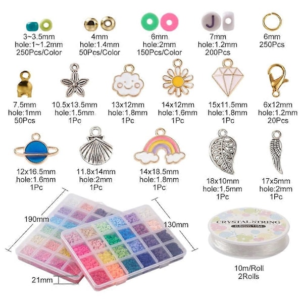 1 eske DIY Smykkesett med Heishi-perler, Inkluderer Polymerleire-skiver, Glassperler og ABS-plast