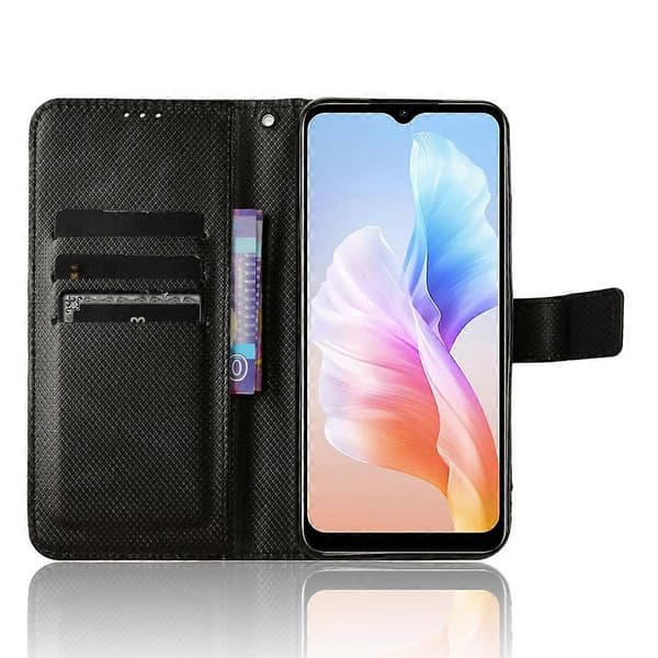 Mobilskal i läder med diamantstruktur Black For Doogee X98