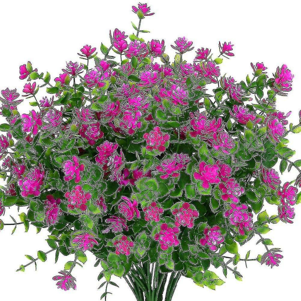 Konstgjorda falska blommor utomhus, falska plastgrönska bröllopsbondgårdsinredning 8 st röda lotusar Red Lotus