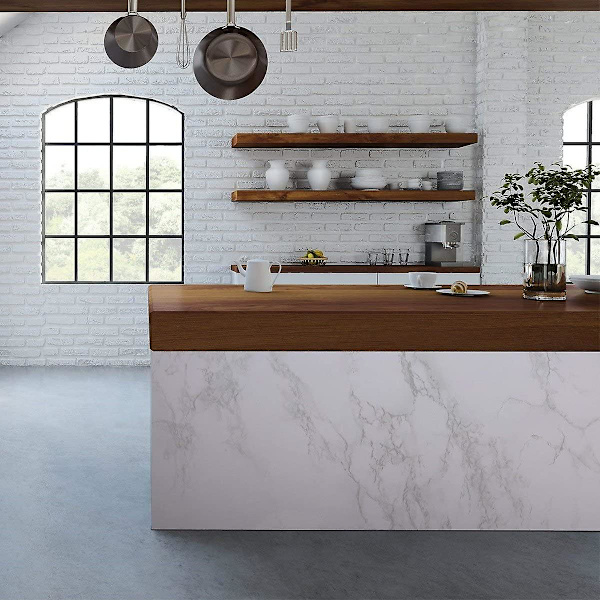 60x300cm Blank Marmor Papir Granit Grå/hvid Rulle Køkkenbordplade Skab Møbelrenovering Tykt Tapet Pvc Let Aftageligt Opgradering