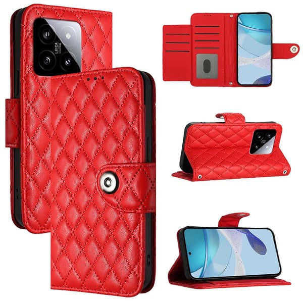Rombisk Lærveske For Xiaomi 14 Red