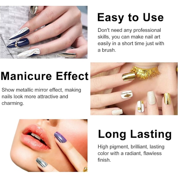 12 färger nagellack, långvarig vacker blank manikyr nagelkonst dekoration, lysande spegeleffekt nagellack kit-12st