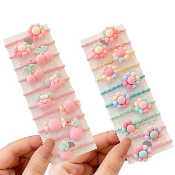 20 st små hårsnoddar för flickor, små hårsnoddar för barn, flerfärgade elastiska stretchiga hästsvanshållare Style 2