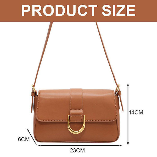 Ny Tide Høst Og Vinter Retro Pu Skinn Nisje Joker Crossbody Skulderveske Baguette Underarmsveske khaki