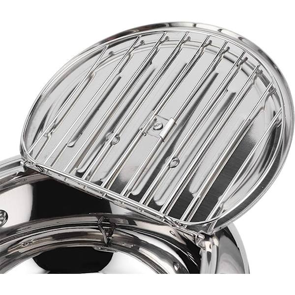 Friteuse Panne Japansk Tempura Liten Frityrkoker Stekepanne med Termometerlokk og Oljeavløpsstativ for Pommes Frites (Stor størrelse 24cm)