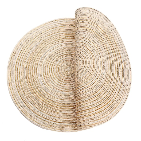 Pöytätabletit, 6 kpl, pestävät punotut PP-lämmönkestävät liukumattomat pöytätabletit, pyöreä pöytätabletti 35x35cm (pyöreä, norsunluu)