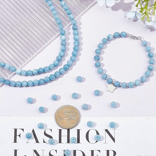 180 st Naturstenspärlor 6mm Naturliga Chalcedonpärlor Distanspärlor Ädelsten Lös Pärla med 1mm Hål för Halsband Armband Smyckestillverkning