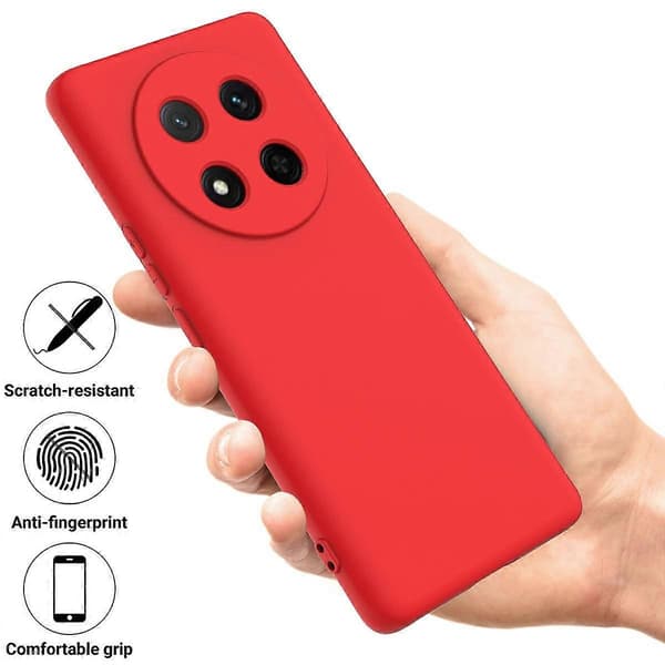 Flydende silikone telefoncover med håndrem til Honor Magic7 Lite 5G Red
