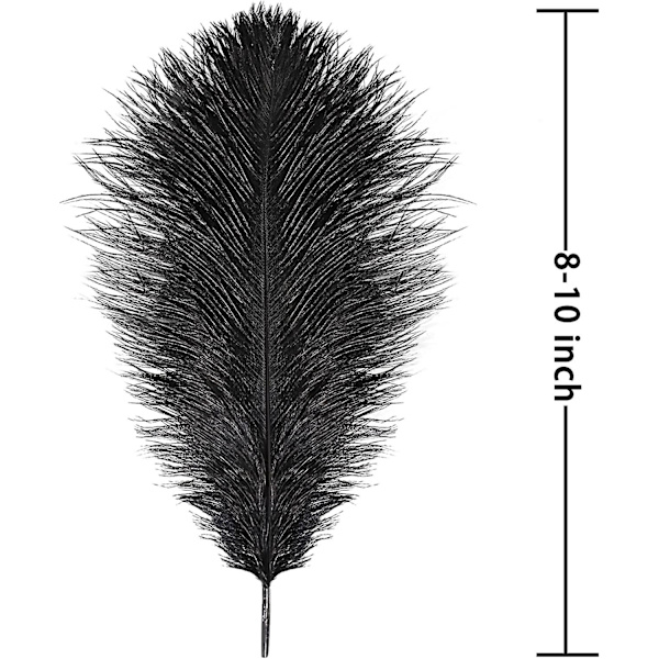 Sorte Strudsefjer Bulk - 30 stk. 20-25 cm til bryllupsfest midterstykker, boligdekorationer og gør-det-selv-håndværk (sort)