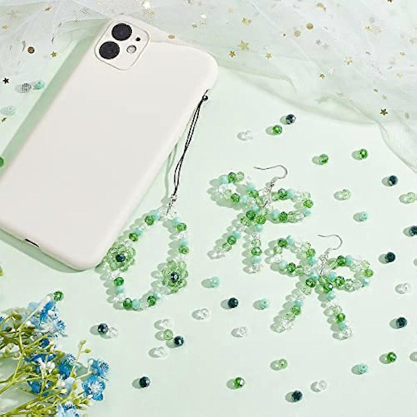 500 stk. Facetterede Glasperler, 6 mm Grønne Krystalperler 5 Farver Grønne Løse Perler Afstandsstykker til Forår St. Patricks Dag Hjemmeindretning DIY Øreringe Halskæde Armbånd
