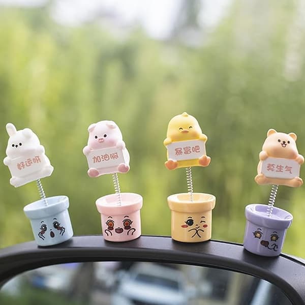 Dashboard Dyr, Søde Bil Dashboard Dyr, 6ST Shaking Animal Car Dash Decor - Livlige bilpynt