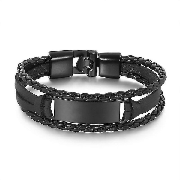 PU Läder Armband Manschett För Män Väva Alla Match Armband Flerskikts