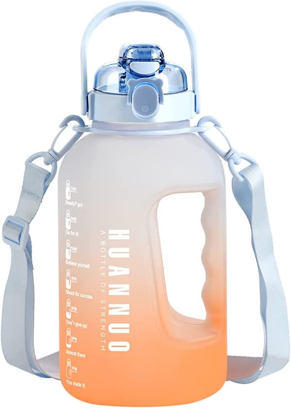 2,2 liters vattenflaska BPA-fri 2,2l dricksflaska med sugrör och tidsmarkeringar Vattenflaska Gradientfärger