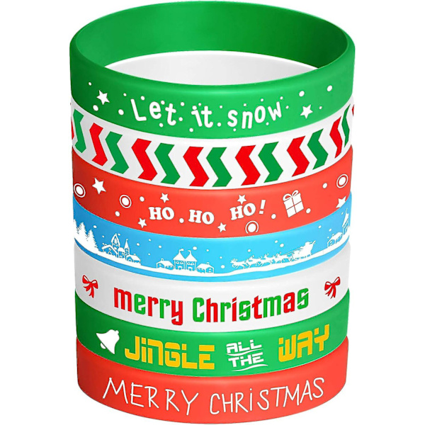 7 Stykker Julearmbånd Silikonarmbånd Gummibånd For Juleborddekorasjon 7 Merry Xmas-mønstre