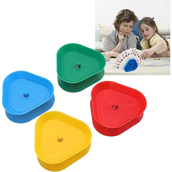4 St Handsfree Spelkorthållare, 3,15 X 3,3 X 1,0in 4 Färger Triangelformade Kort Spelhållare för Vuxna Barn