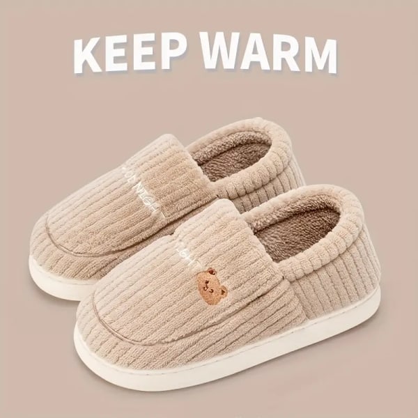 Søde Bjørn Plys Sko til Kvinder, Fuzzy Varme Slip-On Indendørs Anti-Slip Sko, Soveværelsessko grey EU38 39