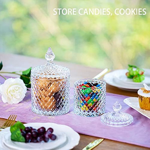 Slikskåle med låg - slikbeholdere glas cookie gennemsigtig krukke til slikbuffet dekorative krukker slikbuffet skåle til fest Colorful S*L