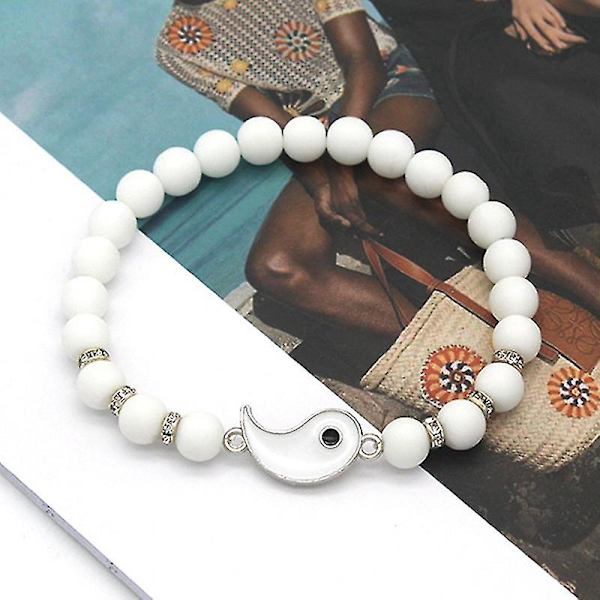 1 Par Tai Chi Bagua Vedhæng Par Armbånd Hårbånd Håndled Smykker Gave Til Elskeren White