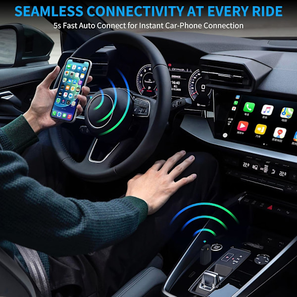 Trådlös Carplay och Android Auto-adapter, 2 i 1-sticka konverterar trådbunden Android Auto/Carplay till trådlös, lämplig för bilar med AA