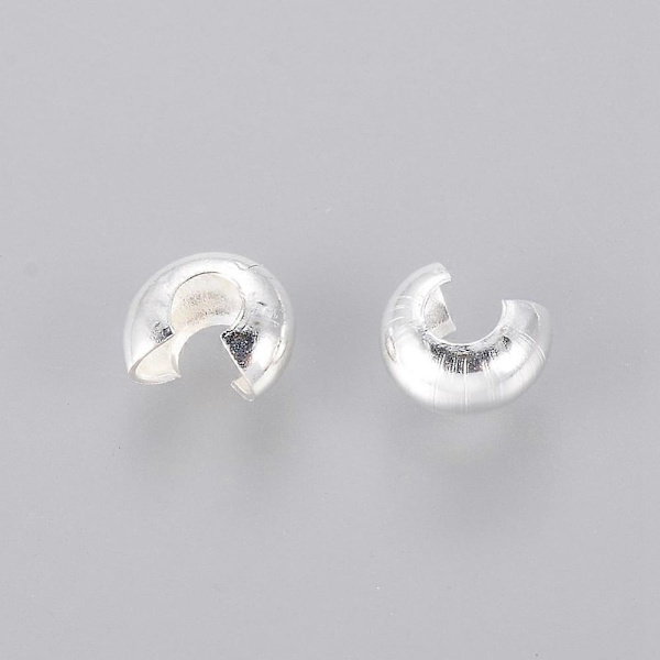 4MM Runda Mässingskrympsmycken i Silverfärgad Plätering, ca 4mm i Diameter, 3mm Tjock, Hål: 1,5mm