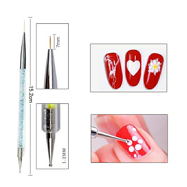 Nagelkonstpenslar, 5 st nagelpenslar för nagelkonst med nagelpensel och nagelprickpennor för hemmabruk style2