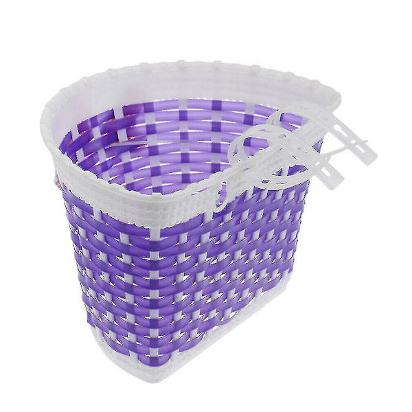 Cykelkurv Børnecykel Plast Strikket Sløjfe Front Håndlavet Taske purple