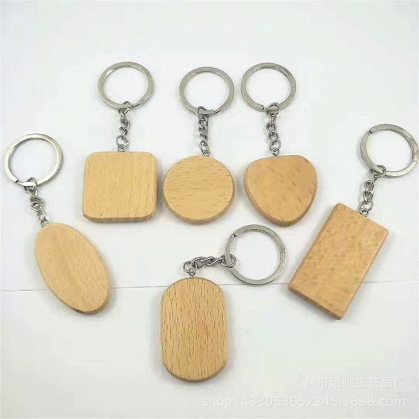 2-pack blank tränyckelring Hjärtform Nyckelringar Taggar Trä Nyckelringar Nyckelring Tag för gör-det-själv-hantverk Presenter