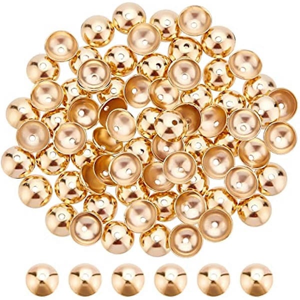 80 st Apetalous Distanspärlor i Rostfritt Stål Pärlhuvar Spacers Gyllene Ändlock Smyckestillverkning Metallpärlhuvar för Armband Halsband Smyckestillverkning 6mm