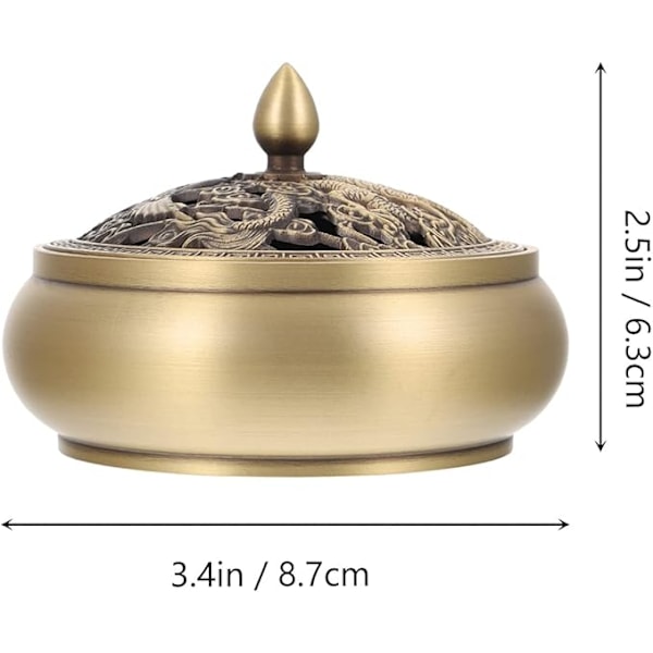 Røgelsesskål i messing med låg retro røgelsesbrænder røgelsesbrænder kobberkar røgelsesbeholder til hjem tehus ornament