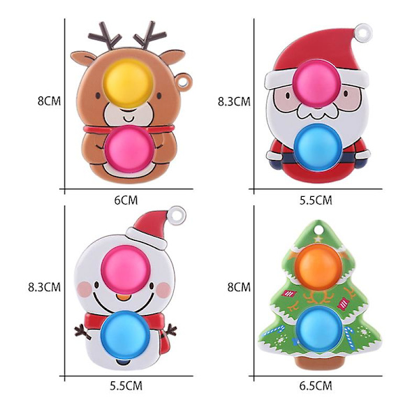 4-pack jul fingerbubbla avlastning leksaker silikon tryckplatta jultomte prydnader 4PC