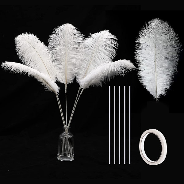 Vita strutsfjädrar Bulk - 20st tillverkningssats 22 tum stora strutsfjädrar för vas, blomsterarrangemang, bröllopsfester och jul H