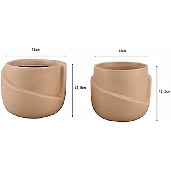Sæt med 2 keramiske urtepotter - Irregulær form - Kreativ - Til små planter, kaktusser (a + B) Style 3