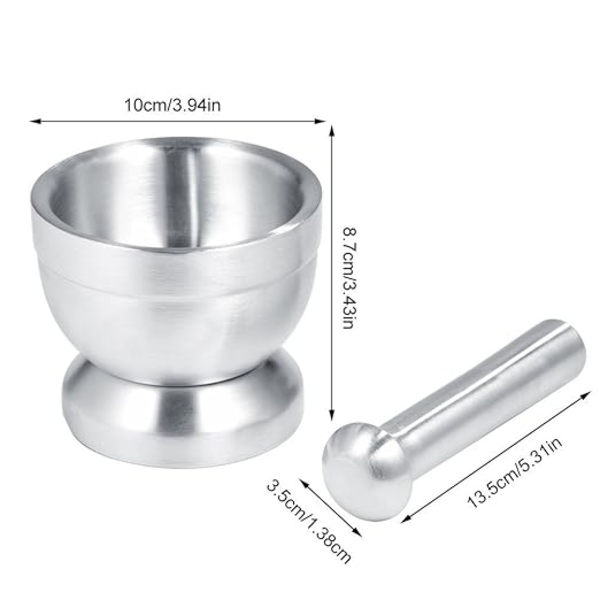 Morter med støder, fødevaregodkendt Pestle og Mortar, 10 cm (3,9 tommer) diameter