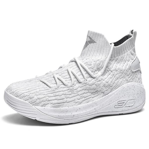 Herre Basketballsko Åndbare Skridsikre Sports Løbesko 6907 White EU 41