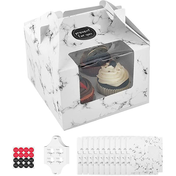 10 stk. Heilwiy Cupcake Æsker. 4 Huller Bærbar Cupcake Æske Med Vindue Gave