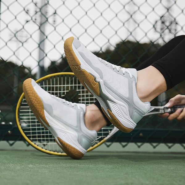 Lett Sneakers for Menn og Kvinner - Mote-sko for Innendørsbane - Egnet for Badminton 3Dw66 White EU 37