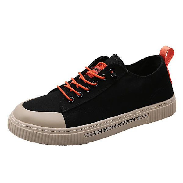 Herr Canvas Skor Mode Sneakers Låg Topp Tennis Skor Snörning Casual Skor 3Dhhh3 BlackRed EU 40