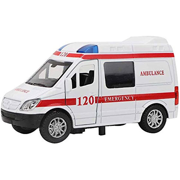 Ambulanssiauto 1:32 Mini Alloy -automallilelu, jossa ääni ja valo, opettavainen lahja yli 3-vuotiaille lapsille [punainen]